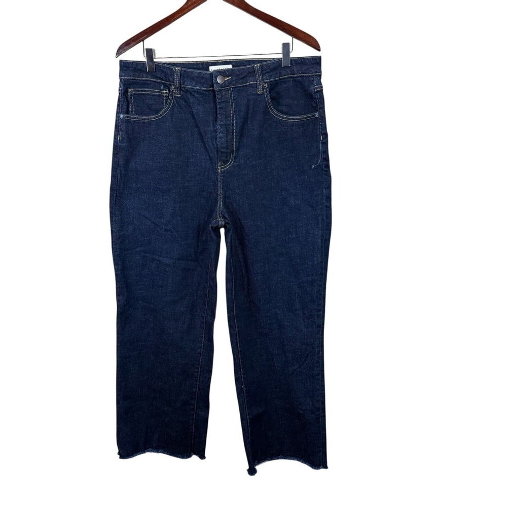 Oliver Logan Jeans Womens 34 Blue Aberdeen High Rise Wide Leg Raw Hem Crop Denim